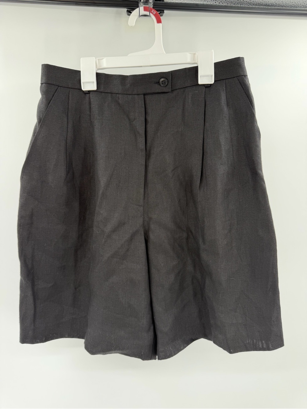Talbots 100% Irish Linen Fully Lined Front Pleat Shorts Pockets Black Size 14W